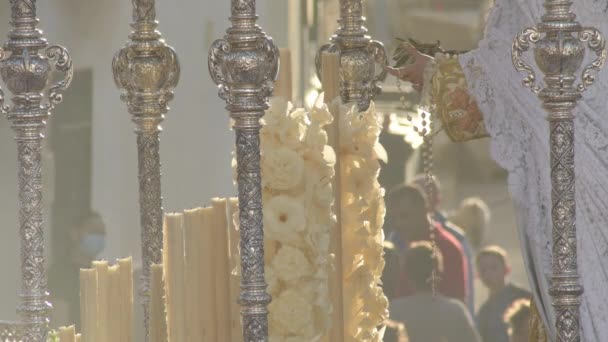 Hand Mit Rosenkranz Prozession Jungfrau Der Heiligen Woche Virgen Del — Stockvideo