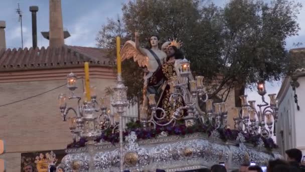 在圣周 圣日星期三 耶稣基督和天使在Gethsemane祈祷 Velez Malaga Andalusia 西班牙 — 图库视频影像