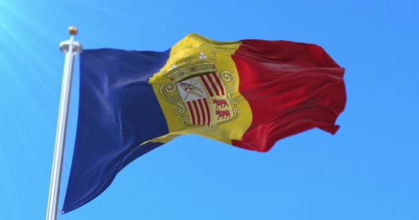 Yüzyılda Andorra Nın Antik Bayrağı Döngü — Stok video