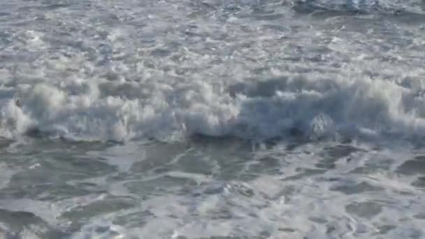 Rough Waves Sea Entering Force Sunset — Vídeos de Stock