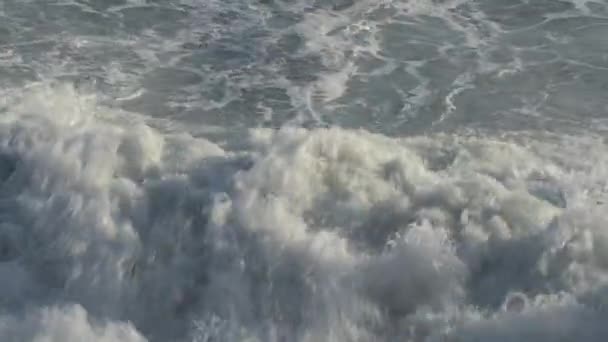 Rough Waves Sea White Foam Sunset — Vídeos de Stock