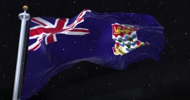 Cayman Islands Flag Bølger Med Regn Sne Natten Løkke – Stock-video