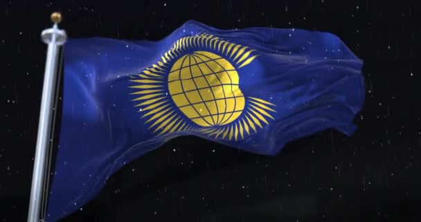 Flag Commonwealth Nations Waving Rain Snow Night Loop — ストック動画