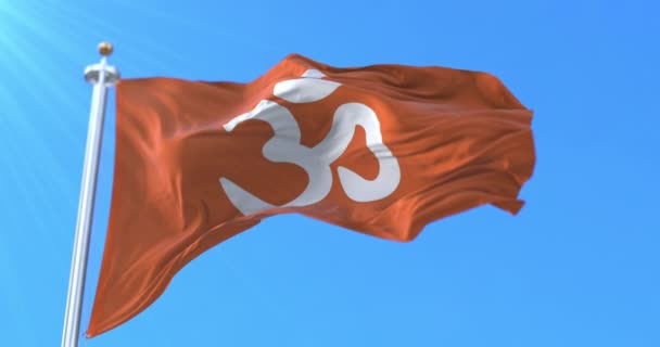 带有Om符号的印度教旗帜 — 图库视频影像