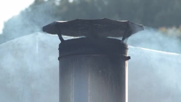 Chimney Industrial Expelling White Smoke — Stock Video
