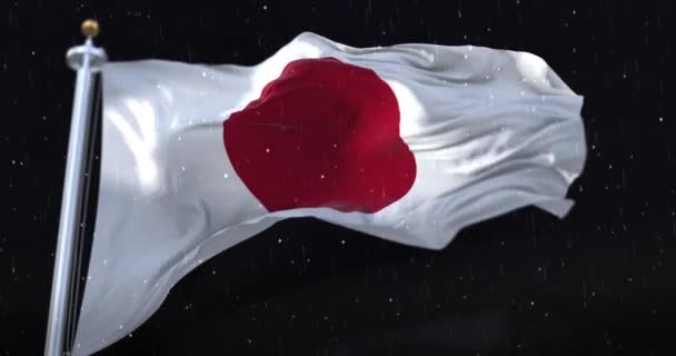 일본의 국기가 밤에는 눈으로 뒤흔든다 — 비디오