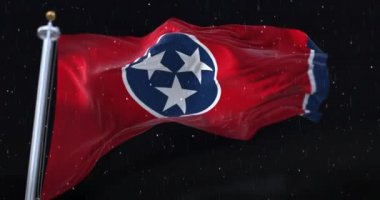 Amerika 'nın Tennessee eyaletinin bayrağı, Birleşik Devletler, gece yağmurlu. Döngü