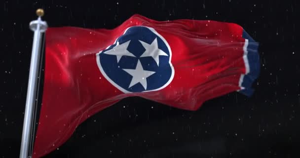 Amerikai Tennessee Állam Zászlója Egyesült Államokban Esővel Éjszakában Hurok — Stock videók
