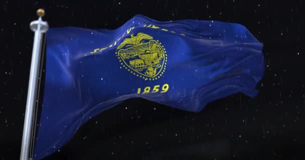 Vlag Van Amerikaanse Staat Oregon Verenigde Staten Met Regen Nacht — Stockvideo
