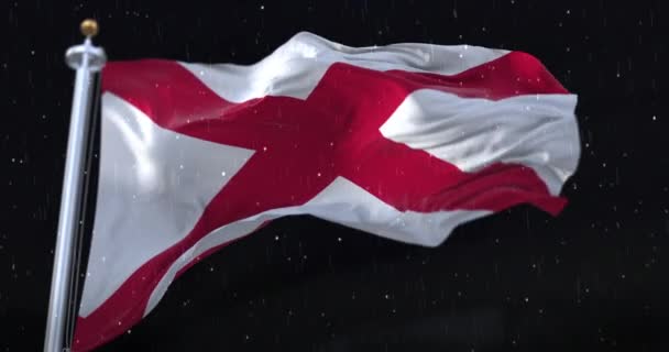 Flagge Des Amerikanischen Bundesstaates Alabama Vereinigte Staaten Mit Regen Der — Stockvideo