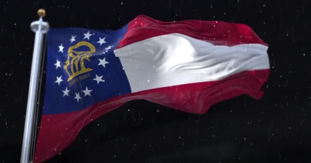 Flagge Des Amerikanischen Bundesstaates Georgia Vereinigte Staaten Mit Regen Der — Stockvideo