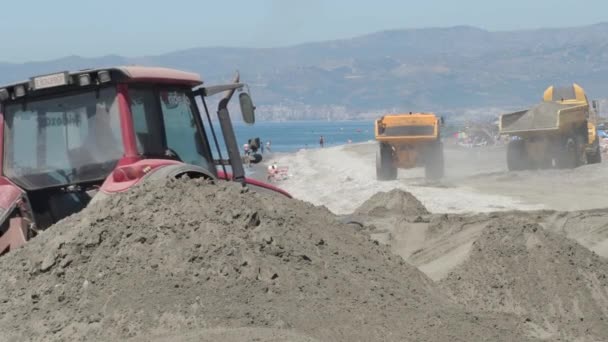 Stroje Pracující Regeneraci Pláží — Stock video