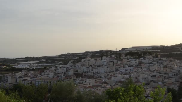 Sunset Andalusian Village Algarrobo Spain — Stock video