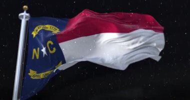 Amerika Birleşik Devletleri 'nin Kuzey Carolina eyaletinin bayrağı. Geceleri yağmur yağıyor. Döngü