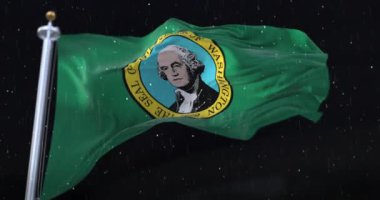 Amerika 'nın bayrağı Washington' da, gece yağmur yağıyor. Döngü