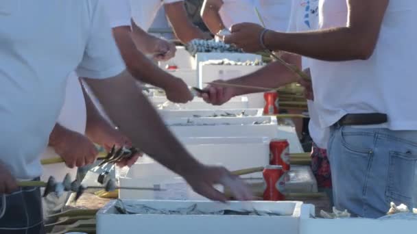 Espeteros Brochettes Sardines Sardines Espetos Cuisine Typique Espagnole — Video