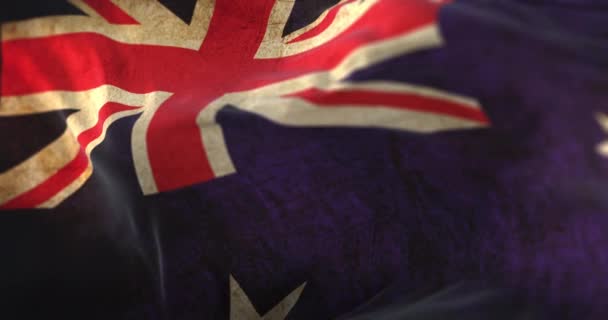 Gamla Australien Flagga Vinkar Vinden Ögla — Stockvideo