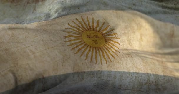 Antigua Bandera Argentina Ondeando Viento Bucle — Vídeos de Stock