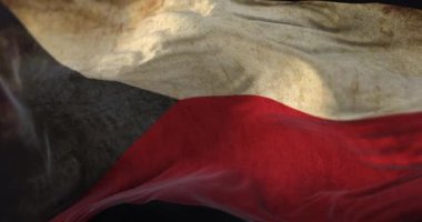 Old Czech Flag waving at wind. Loop
