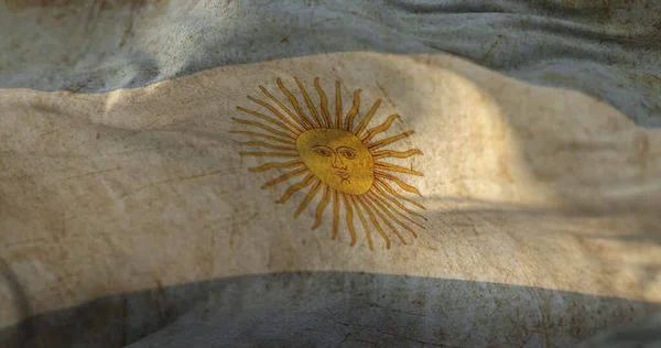 Old Argentina Flag Waving Wind —  Fotos de Stock