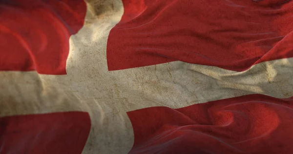 Old Denmark Flag Waving Wind — 스톡 사진
