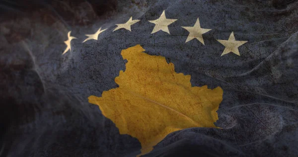 Old Flag Kosovo Waving — Stock fotografie