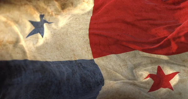 Old Panama Flag Waving Wind — Stockfoto