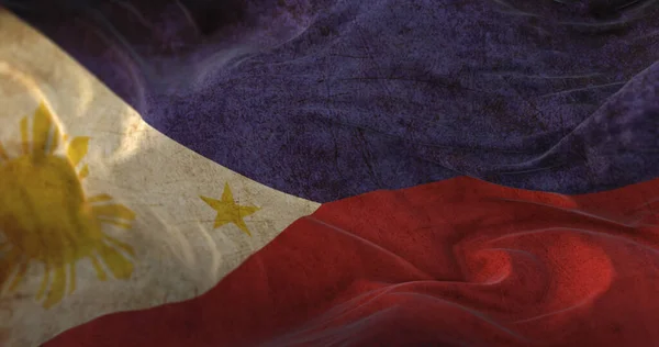 Old Philippines Flag Waving Wind — Stockfoto