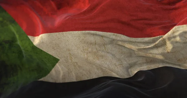 Yaşlı Sudan Bayrağı Rüzgarda Dalgalanıyor — Stok fotoğraf