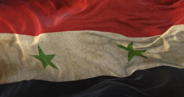 Old Syria Flag Waving Wind — Stockfoto