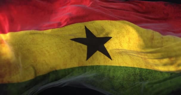 Vecchia Bandiera Del Ghana Che Sventola Vento Ciclo — Video Stock