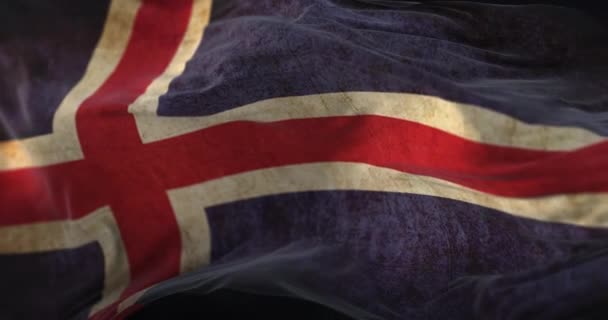 Stara Flaga Islandii Macha Pętla — Wideo stockowe