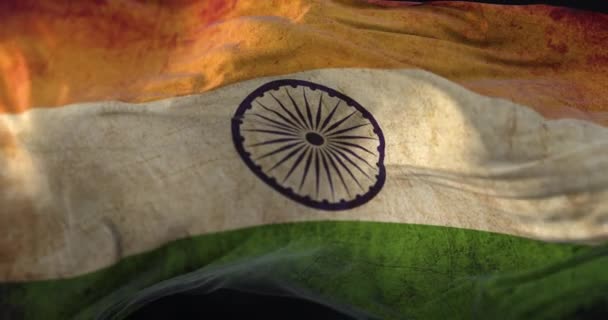 Old India Flag Waving Wind Loop — 图库视频影像