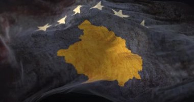 Eski Kosova Bayrağı rüzgara karşı dalgalanıyor. Döngü