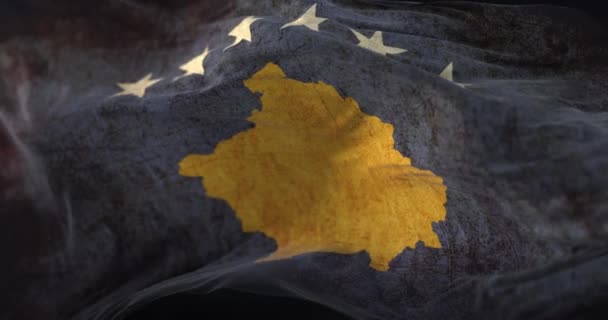 Old Kosovo Flag Waving Wind Loop — ストック動画