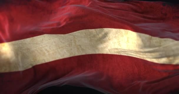 Old Latvia Flag Waving Wind Loop — Vídeos de Stock