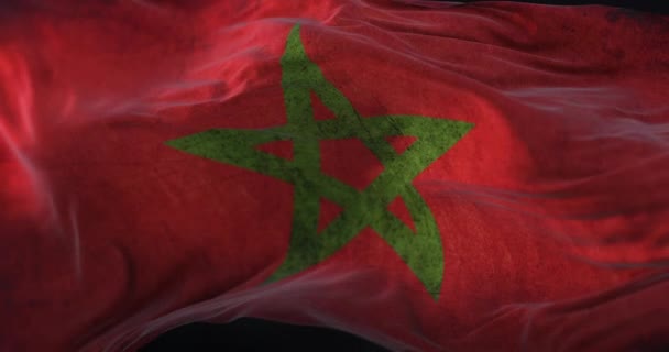 Old Morocco Flag Waving Wind Loop — 图库视频影像