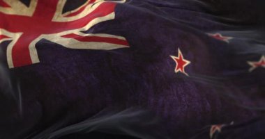 Old New Zealand Flag waving at wind. Loop