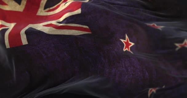 Old New Zealand Flag Waving Wind Loop — Vídeo de Stock