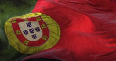 Yaşlı Portekiz bayrağı rüzgara karşı sallanıyor. Döngü