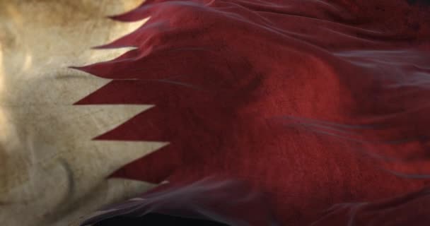 Bendera Qatar Lama Melambai Lambaikan Angin Pengulangan — Stok Video