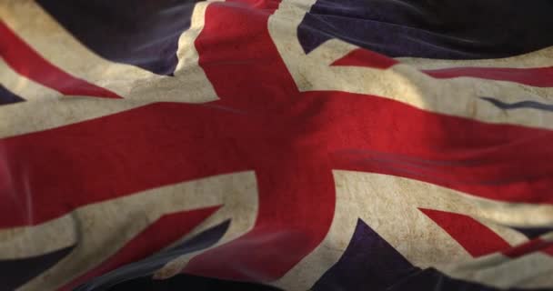 Old United Kingdom Flag Waving Wind Loop — Stockvideo