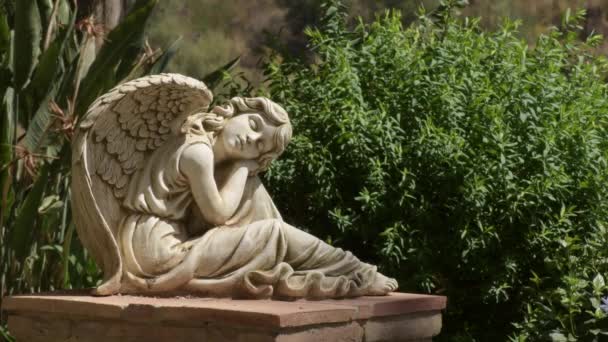 Angel Dreaming Statue Cemetery Macharaviaya Spain — Stockvideo