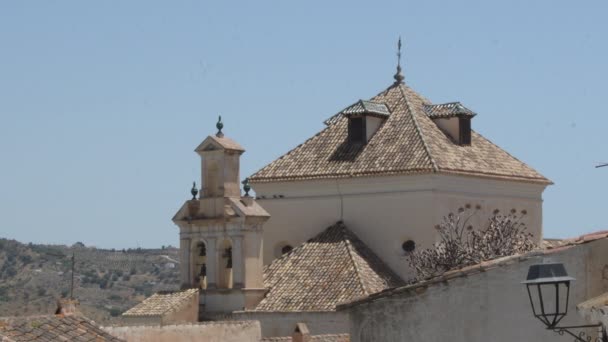 Bell Tower Roof Church San Jacinto Macharaviaya Spain — стокове відео
