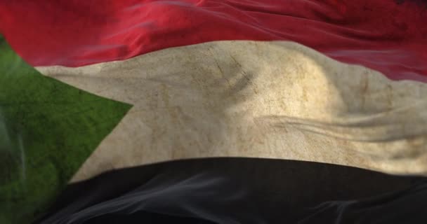 Old Sudan Flag Waving Wind Loop — Video