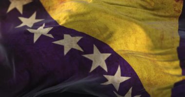 Old flag of Bosnia waving. Loop