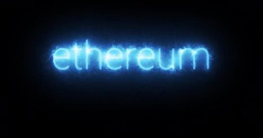 Ethereum kelimesi mavi ateşle yanıyor. Döngü