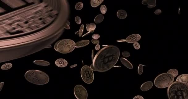 Storm Bitcoins Flying Loop — Vídeo de stock