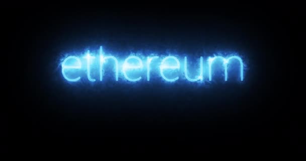 Ethereum Word Burning Blue Fire Loop — Stock Video