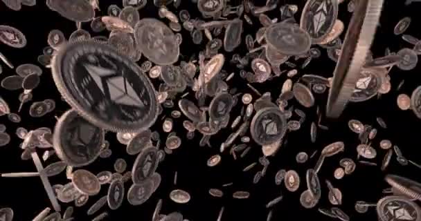 从那里落下的加密硬币的雨 — 图库视频影像